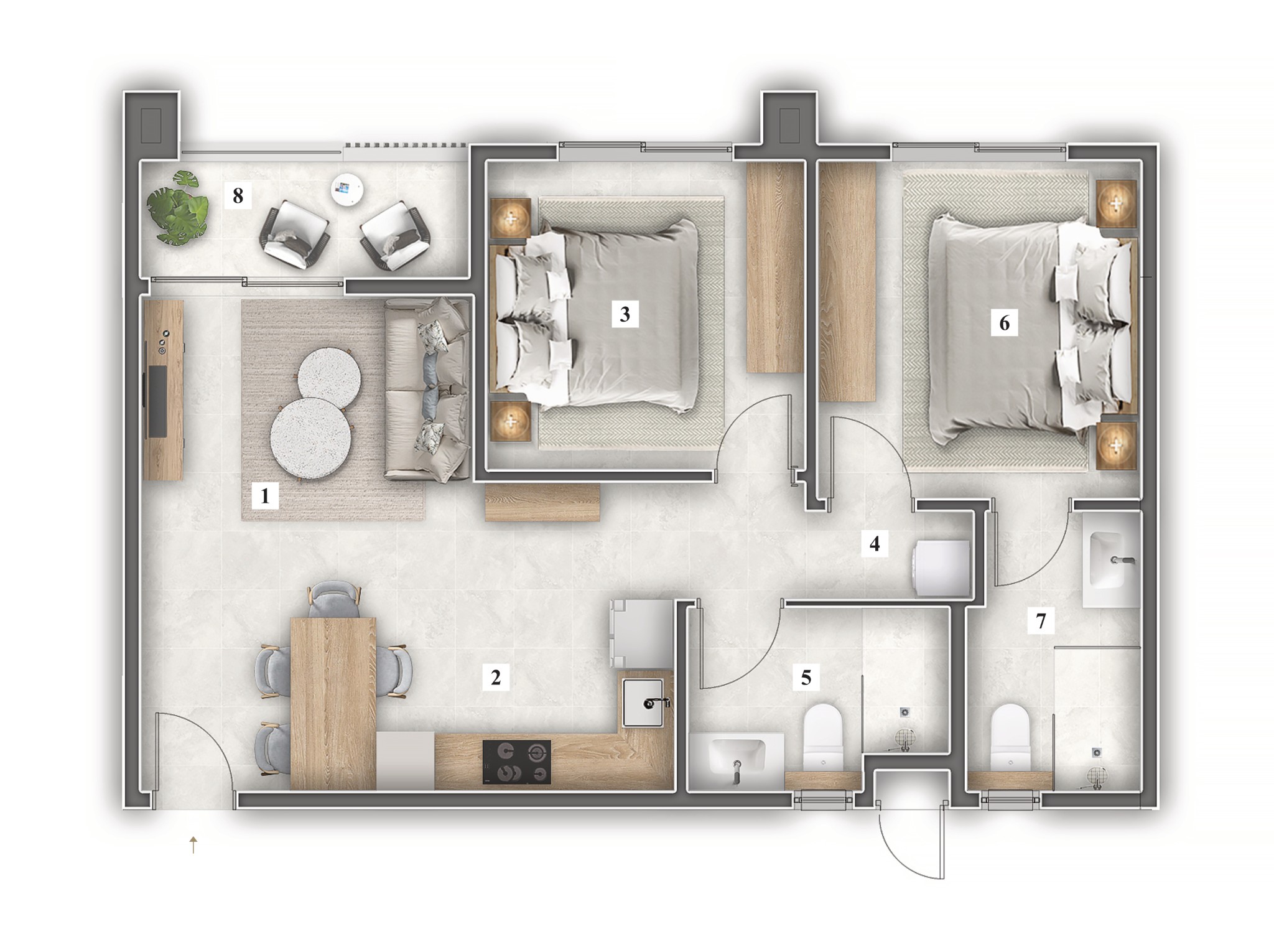 2-bedroom apartment floor plan